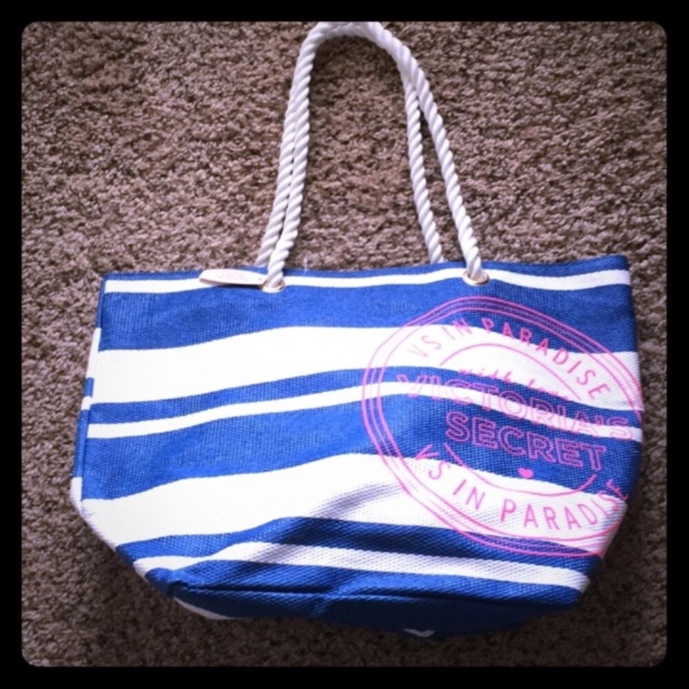 NWT Victorias Secret Blue/White Nautical Beach Bag